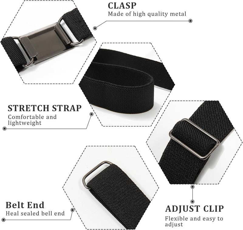 Kajeer Kids Belts 2 Pack for Boys Girls Elastic,Adjustable Silver Square Buckle Boy Toddler Belt for School Uniforms Causal - Image 2